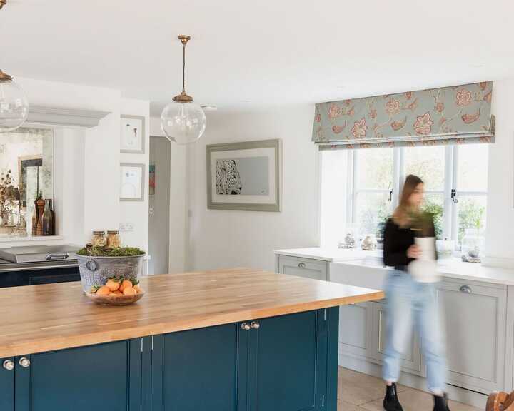 large kitchen island in a bespoke kitchen designed by Hugo and Blake