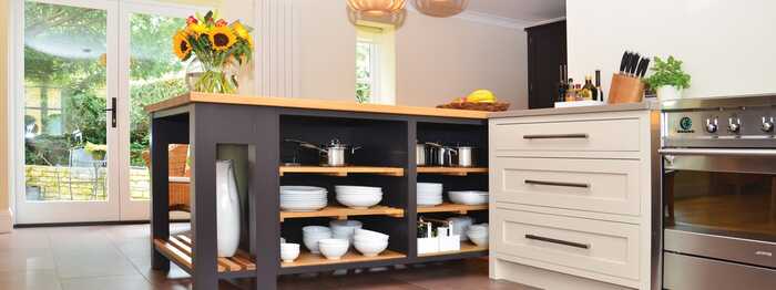 sleek black kitchen island