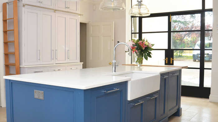 blue kitchen island