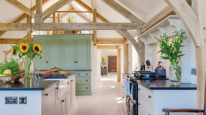 ceramic tiles in an Unfitted freestanding kitchen